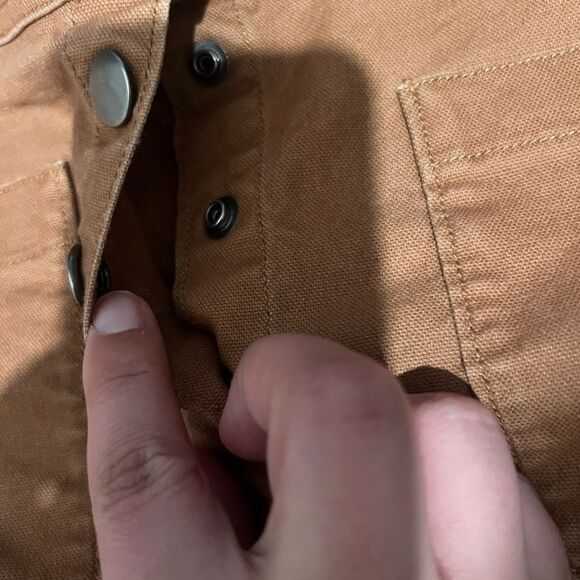 Madewell High Waist Snap Button Skirt Tan Denim Raw Hem Pockets Mini Pencil - Picture 12 of 15